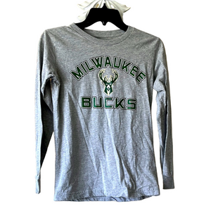NBA Gray Milwaukee Bucks long sleeve tee shirt
